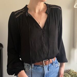 Long Sleeve ruffled black blouse